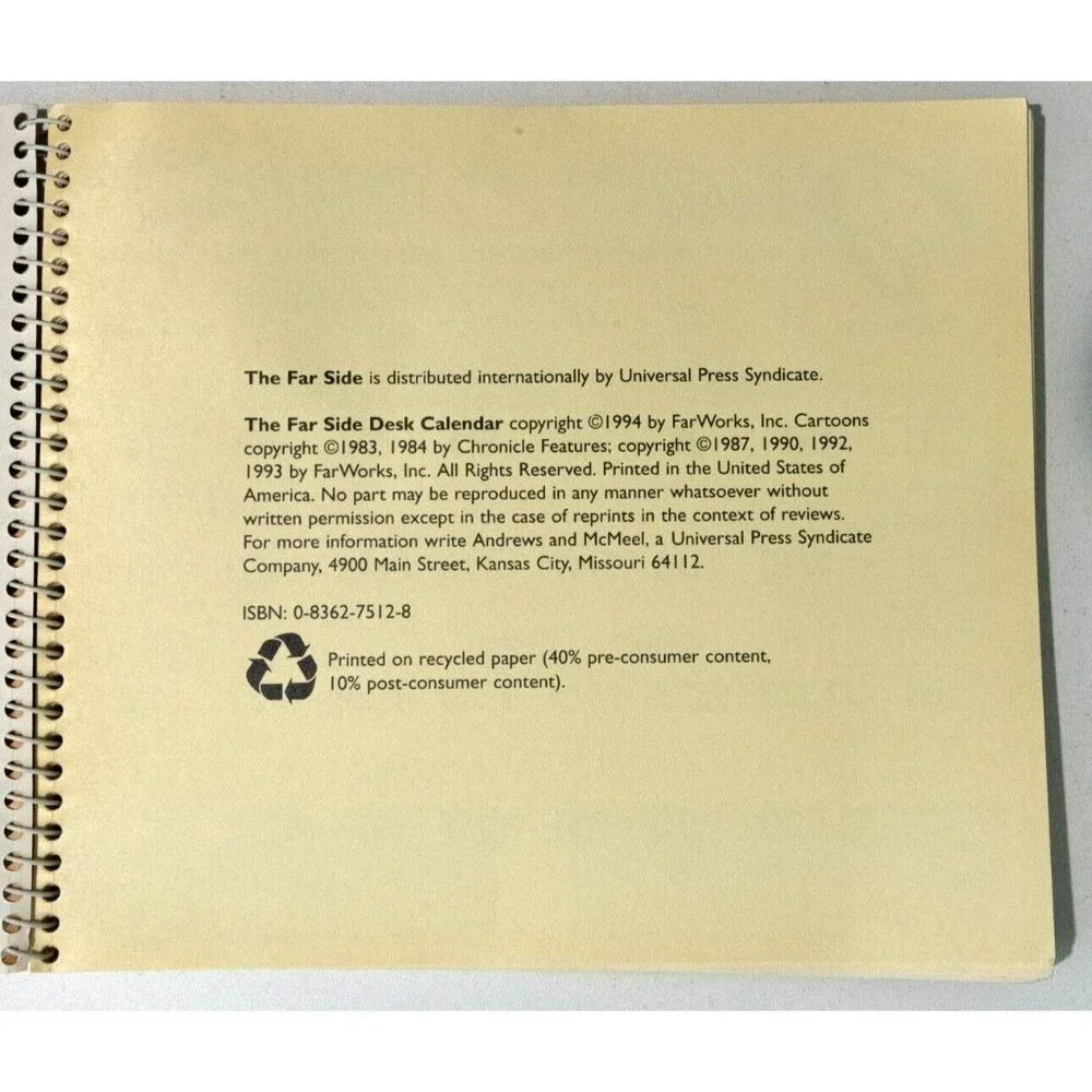 The Far Side 1995 Desk Calendar by Gary Larson Published Andrew and McMeel